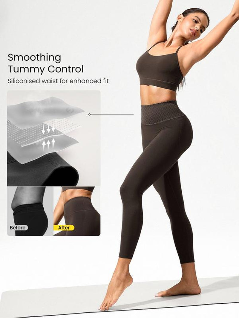 GLOWMODE 24" Featherfit Shape It up Booty Boosting Shaping Removable Butt Pads No Front Seam Insta Cinch Tummy Control Leggings Low-Impact Yoga Pilates Barre Studio Daily Casual Wear