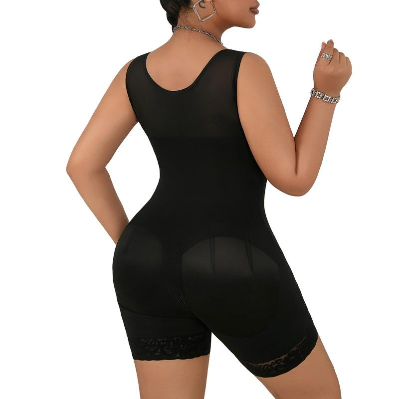 Women'S Fajas Colombianas Shapewear Full Body Shaper Butt Lifter with Zipper Crotch Black V Neck Everyday Style Fit Colombian Activewear Athletic Minimalist Sportswear