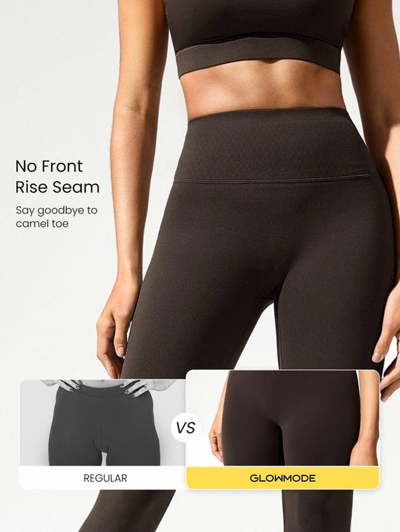 GLOWMODE 24" Featherfit Shape It up Booty Boosting Shaping Removable Butt Pads No Front Seam Insta Cinch Tummy Control Leggings Low-Impact Yoga Pilates Barre Studio Daily Casual Wear