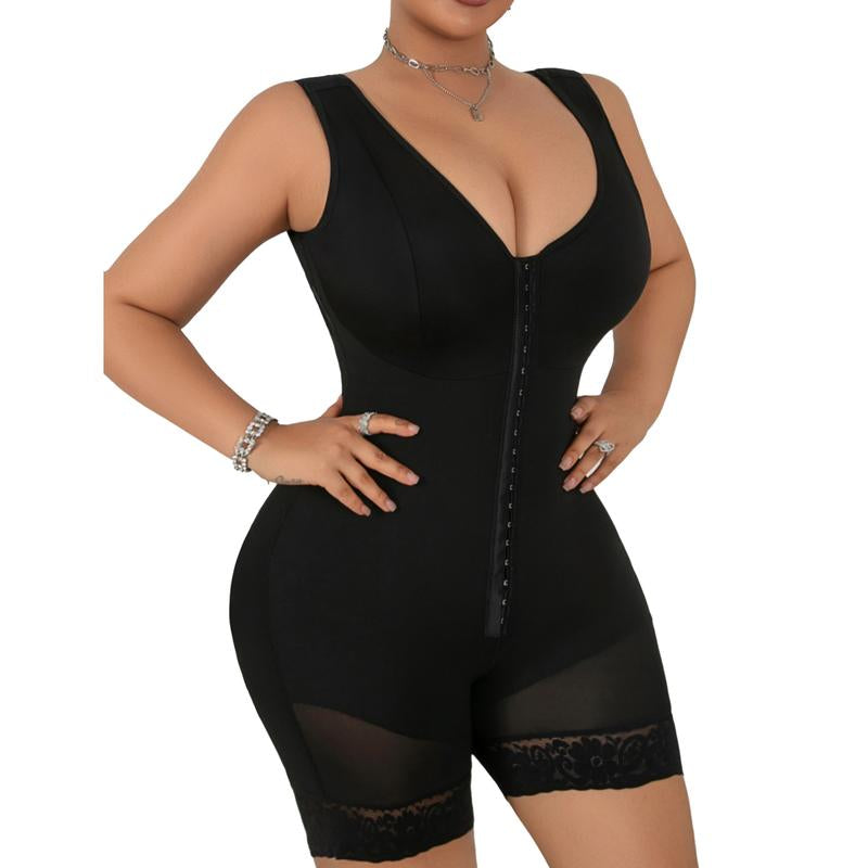 Women'S Fajas Colombianas Shapewear Full Body Shaper Butt Lifter with Zipper Crotch Black V Neck Everyday Style Fit Colombian Activewear Athletic Minimalist Sportswear