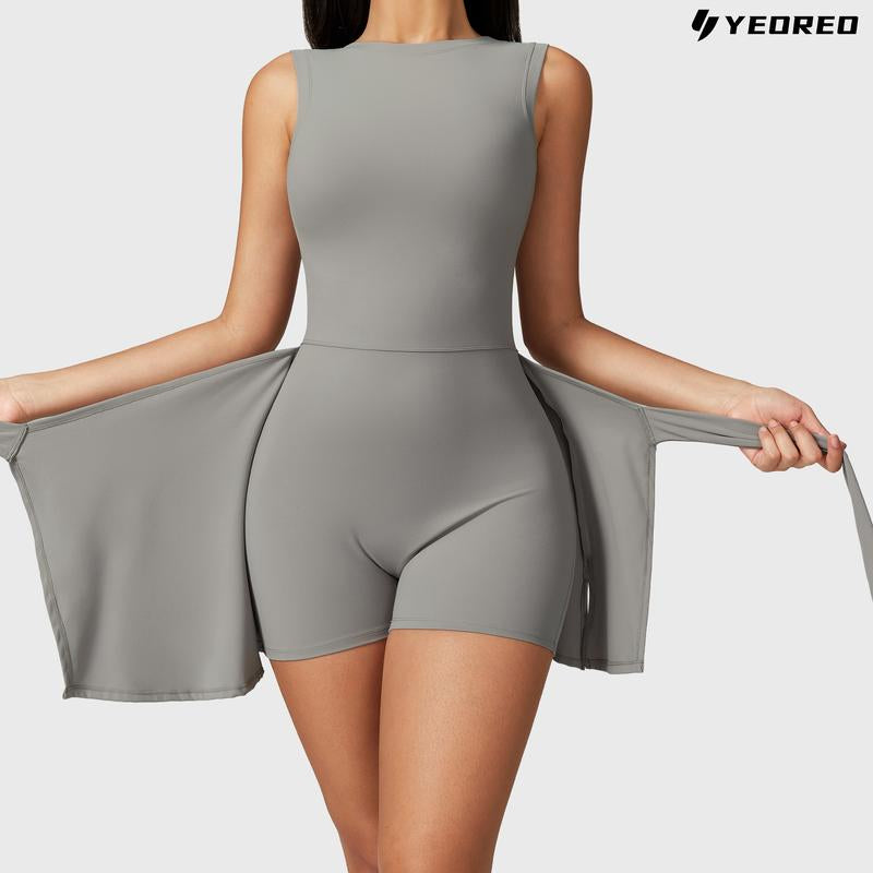 YEOREO Women'S Tennis Skirt Sleeveless Yoga Golf Sports Skirt with Ruffle Side Slits Gym Skirt Built-In Shorts #Outdoorfun