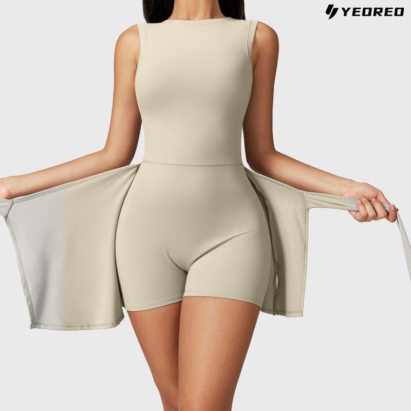 YEOREO Women'S Tennis Skirt Sleeveless Yoga Golf Sports Skirt with Ruffle Side Slits Gym Skirt Built-In Shorts #Outdoorfun