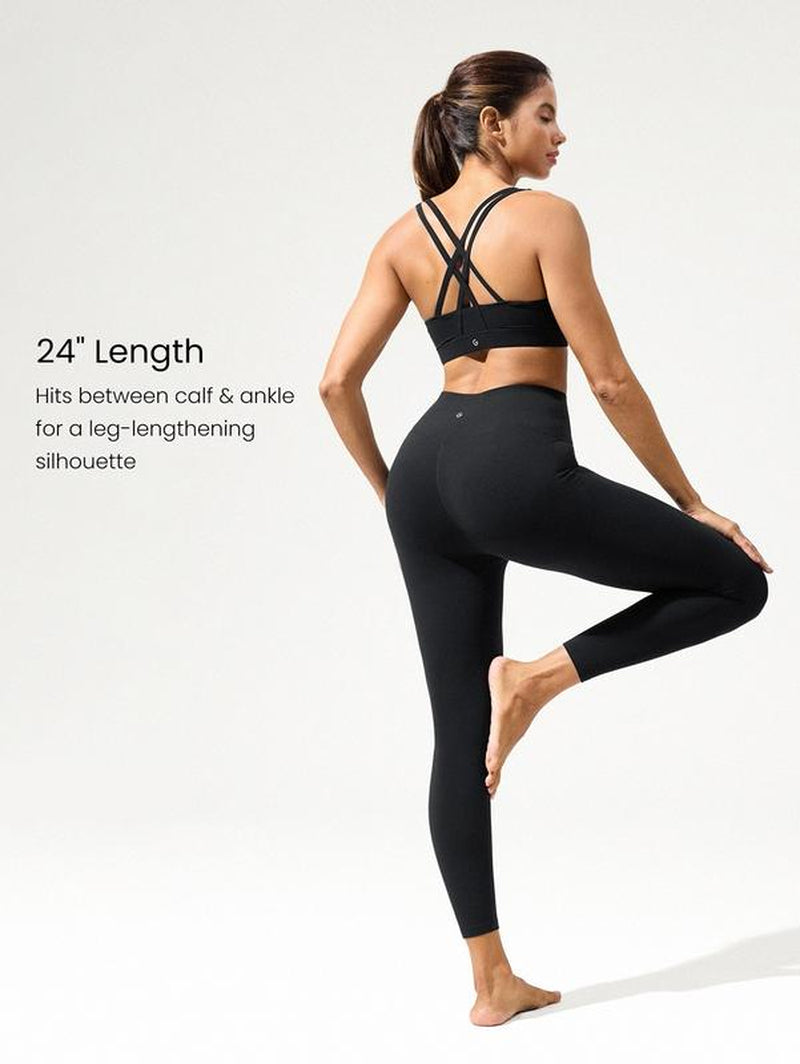 GLOWMODE 24" Featherfit Shape It up Booty Boosting Shaping Removable Butt Pads No Front Seam Insta Cinch Tummy Control Leggings Low-Impact Yoga Pilates Barre Studio Daily Casual Wear