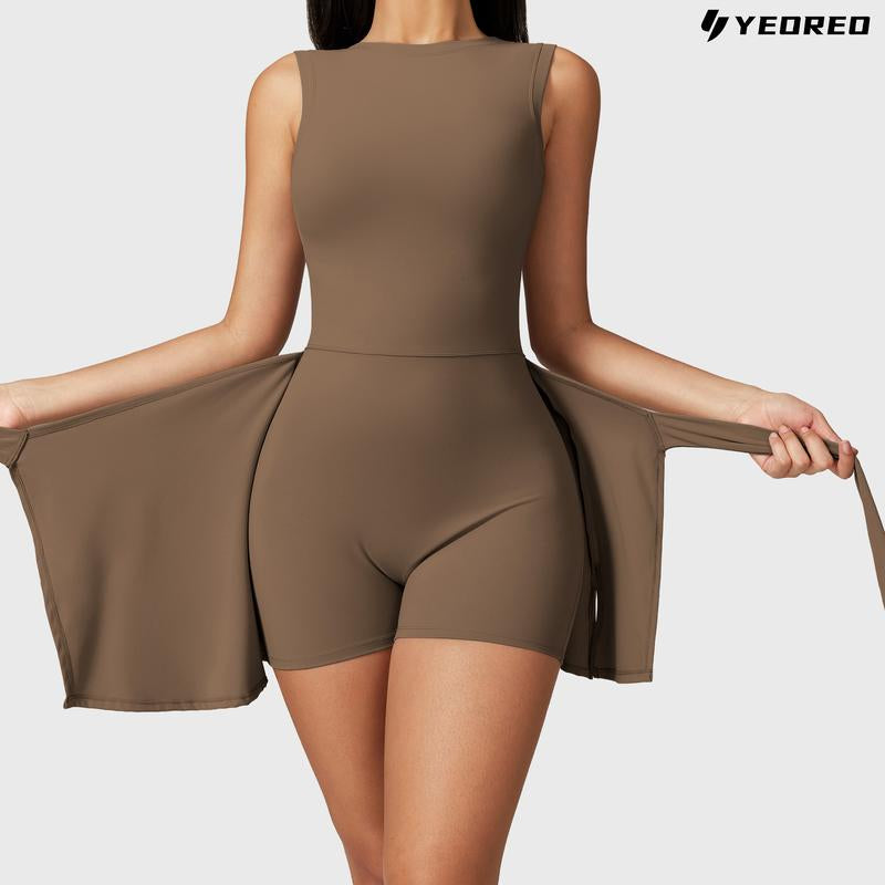 YEOREO Women'S Tennis Skirt Sleeveless Yoga Golf Sports Skirt with Ruffle Side Slits Gym Skirt Built-In Shorts #Outdoorfun