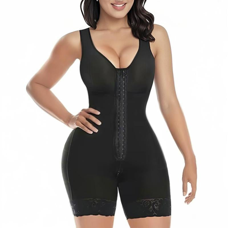 Women'S Fajas Colombianas Shapewear Full Body Shaper Butt Lifter with Zipper Crotch Black V Neck Everyday Style Fit Colombian Activewear Athletic Minimalist Sportswear